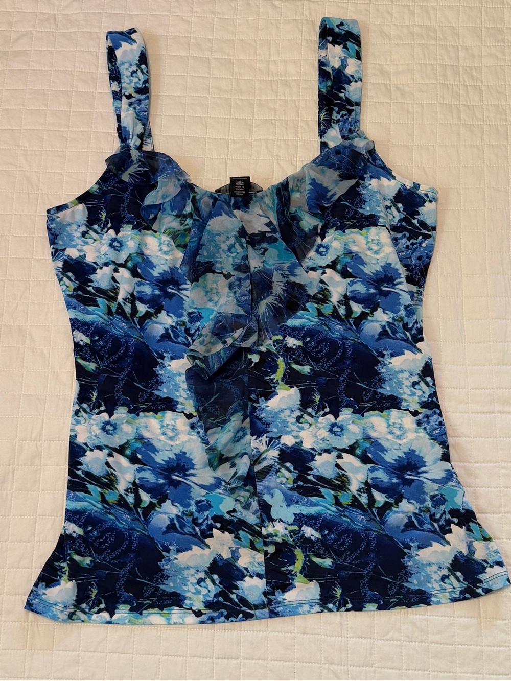 White House Black Market Blue Floral Pattern Tank